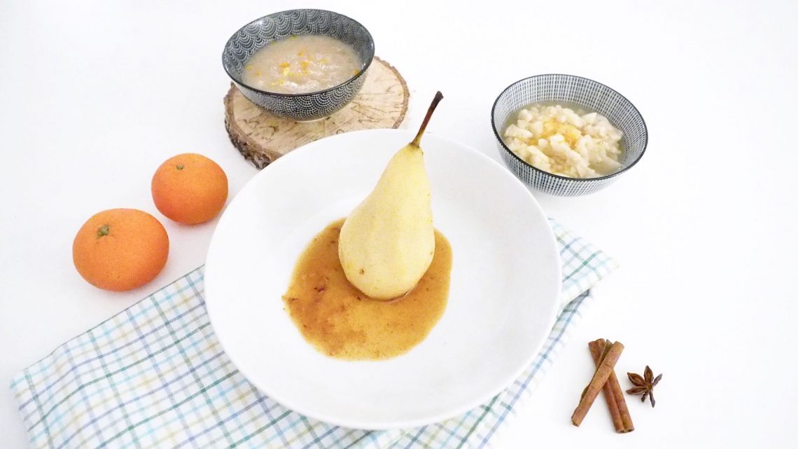 recette parents/bébé de poire pochée à la clémentine et épices