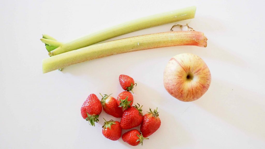 ingrédients compote rhubarbe fraise pomme