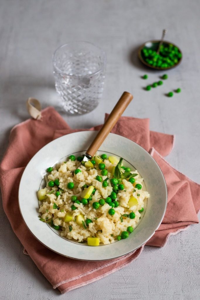 risotto courgettes petits pois menthe