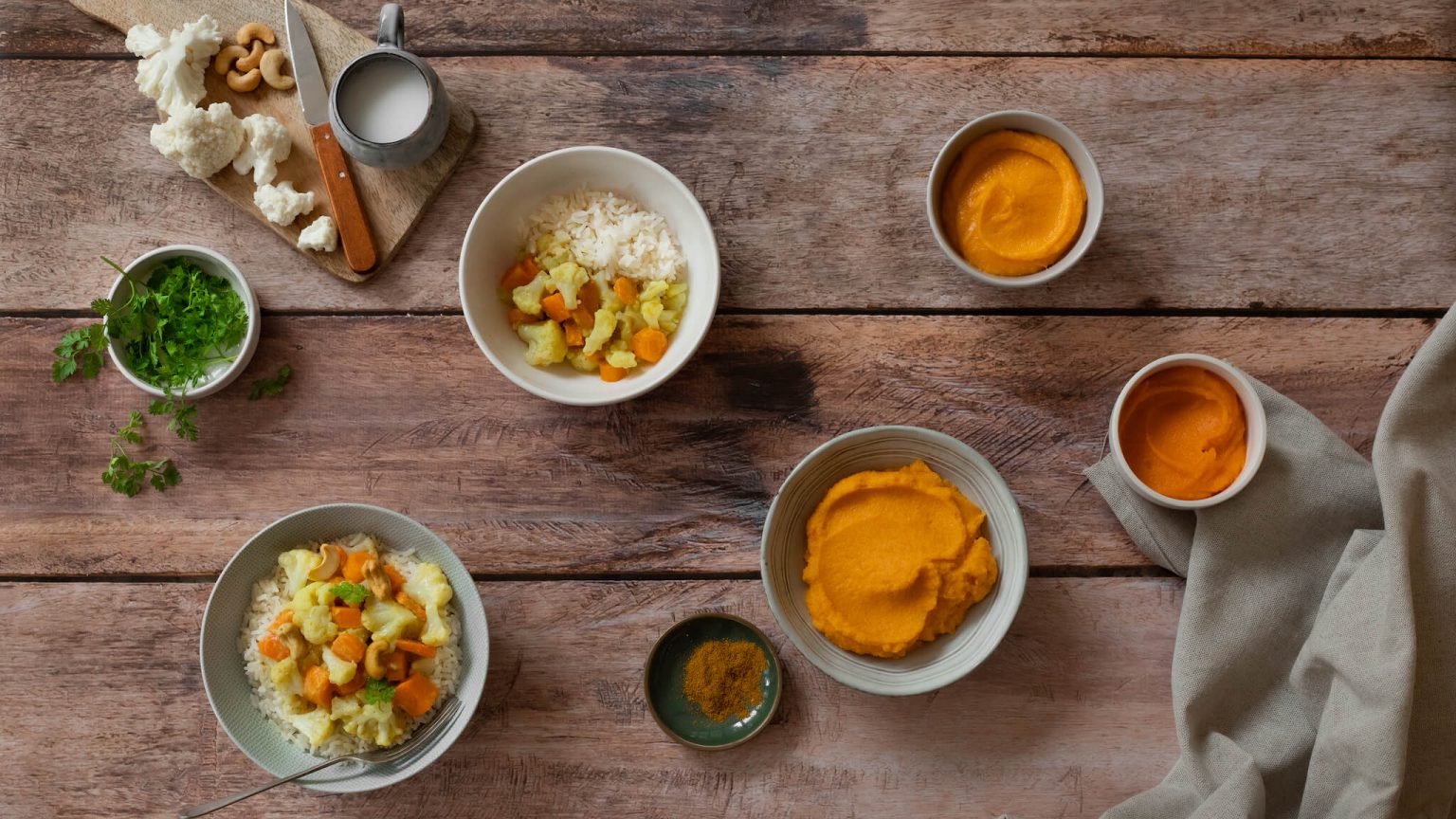 Curry de chou-fleur, carotte et patate douce (pour bébé et toute la