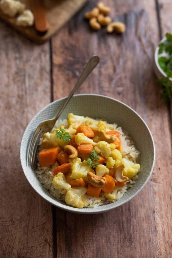 curry de chou-fleur carotte et patate douce