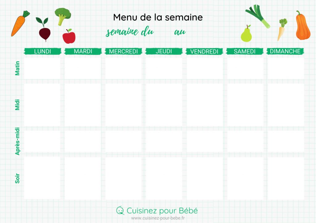 Offen Randstein Unsicher Tableau Menu Semaine A Imprimer Sympathie 