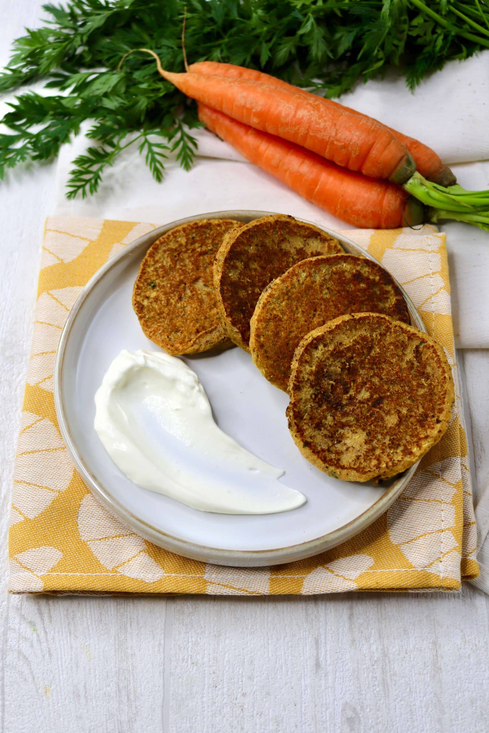 Pancakes carottes céleri et fromage frais