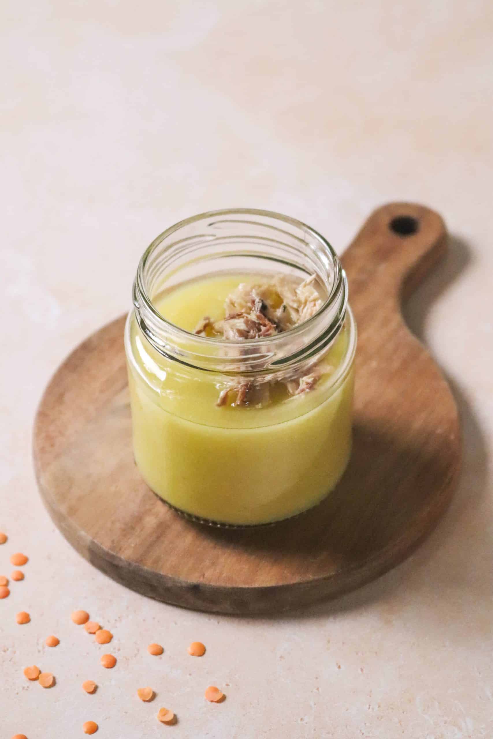 Purée de courgettes aux lentilles corail et maquereaux