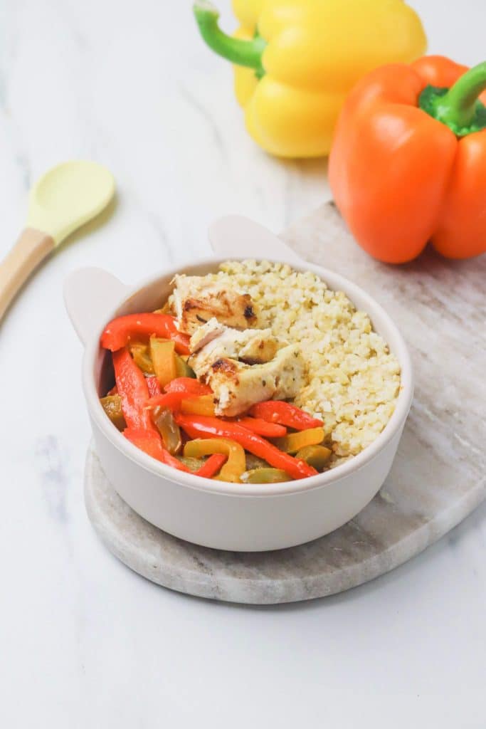 Poêlée de boulgour et poivrons au poulet pour bébé