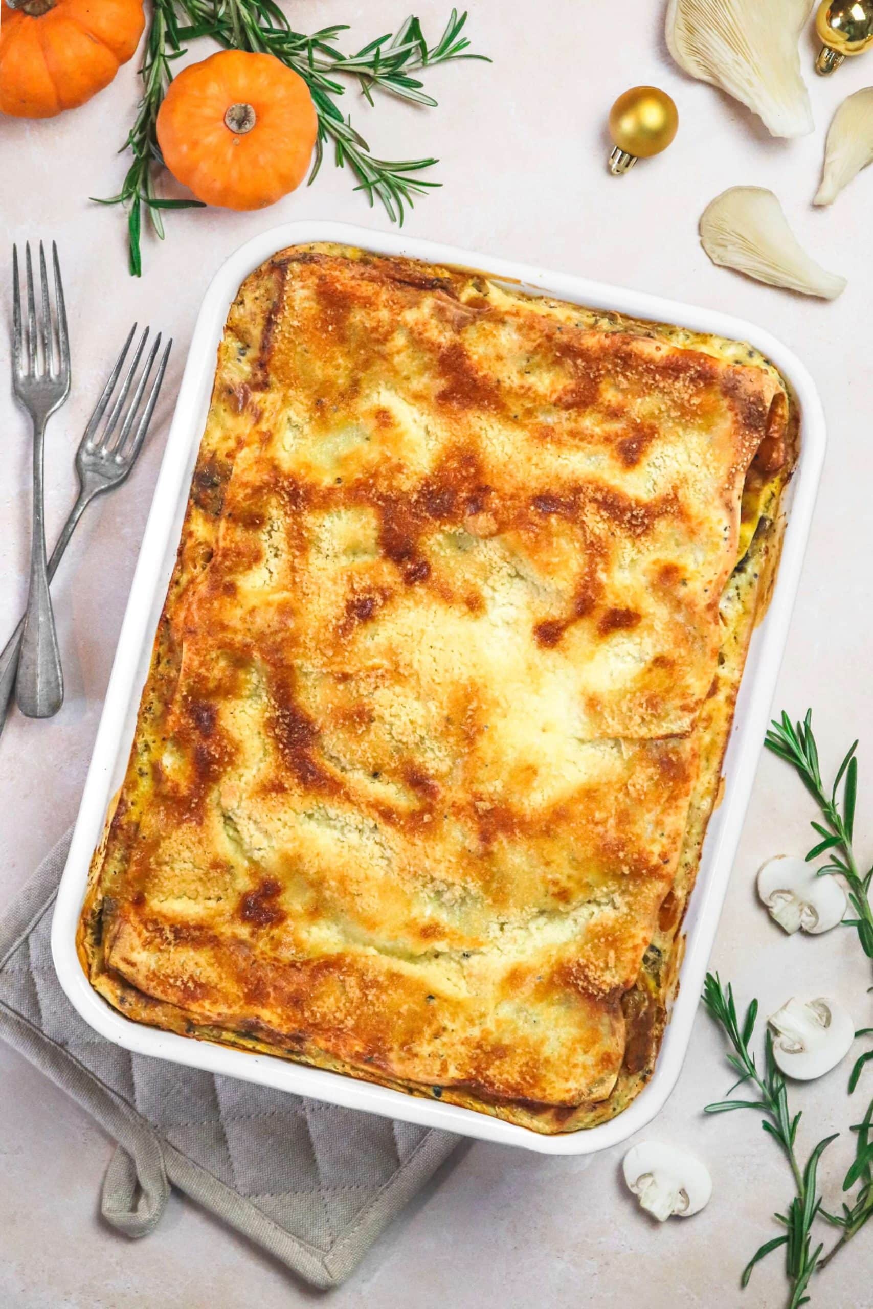 Lasagnes végétariennes au potimarron, champignons et truffe