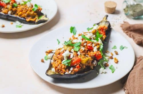 Aubergines farcies aux lentilles et boulgour H
