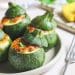 Courgettes rondes farcies et polenta grillée H