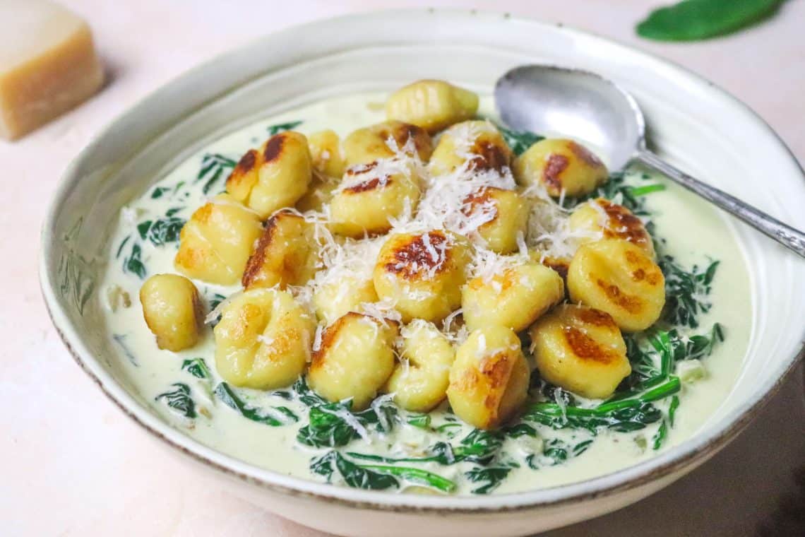 Gnocchis poêlés et épinards crémeux H