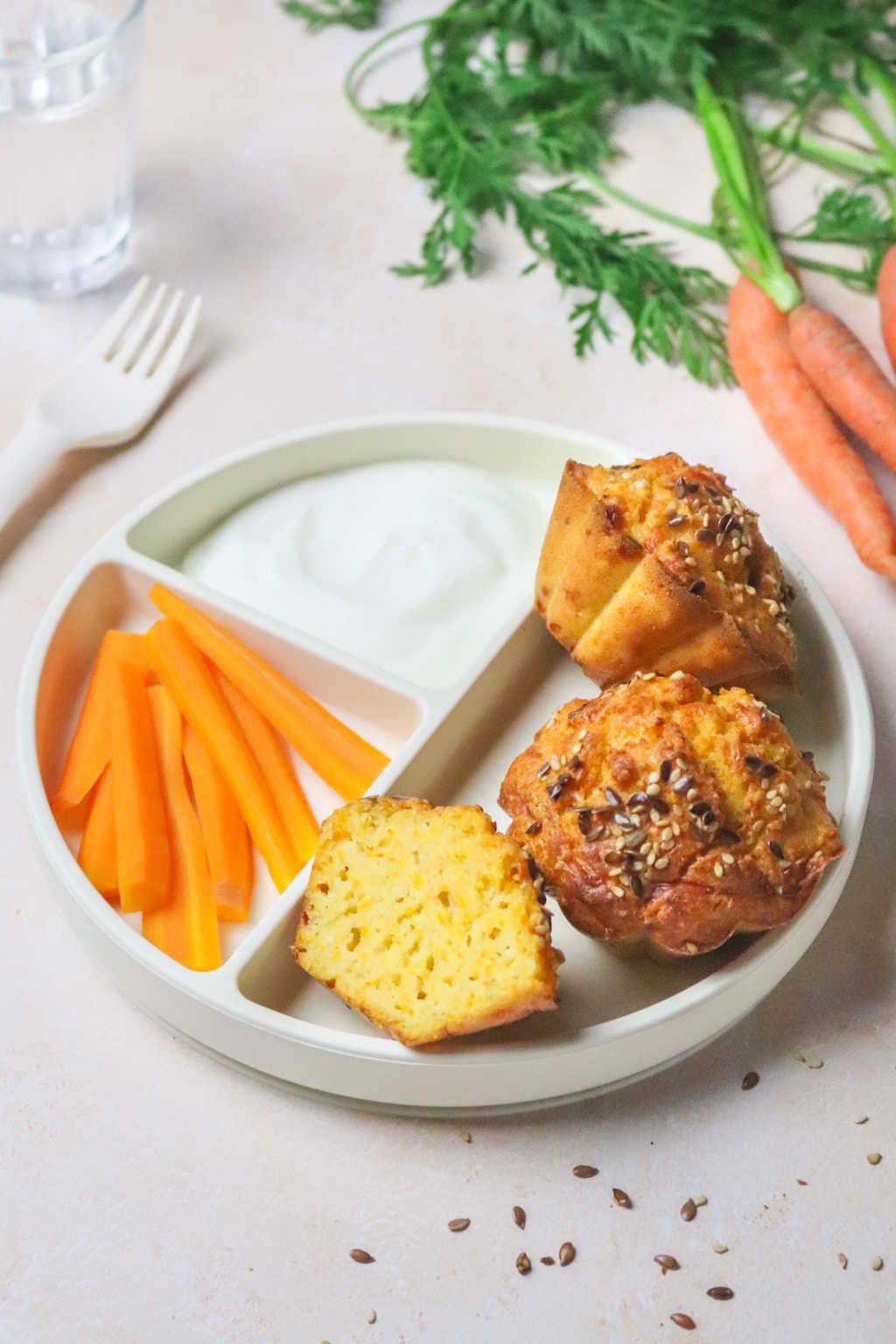 Muffins aux carottes, lentilles corail et poudre d’amande