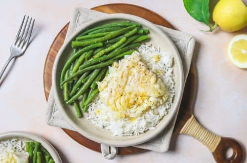 Poisson blanc citronné, haricots verts et riz H