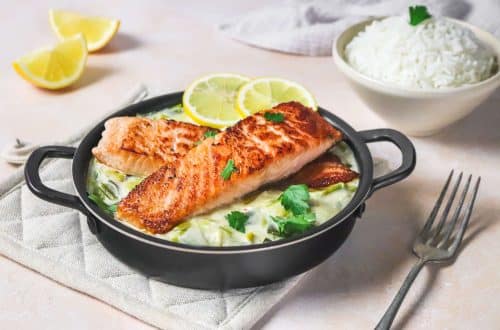 Saumon grillé et sa fondue de poireaux au parmesan H