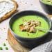 Velouté courgettes petit pois et tartines de fromage frais H