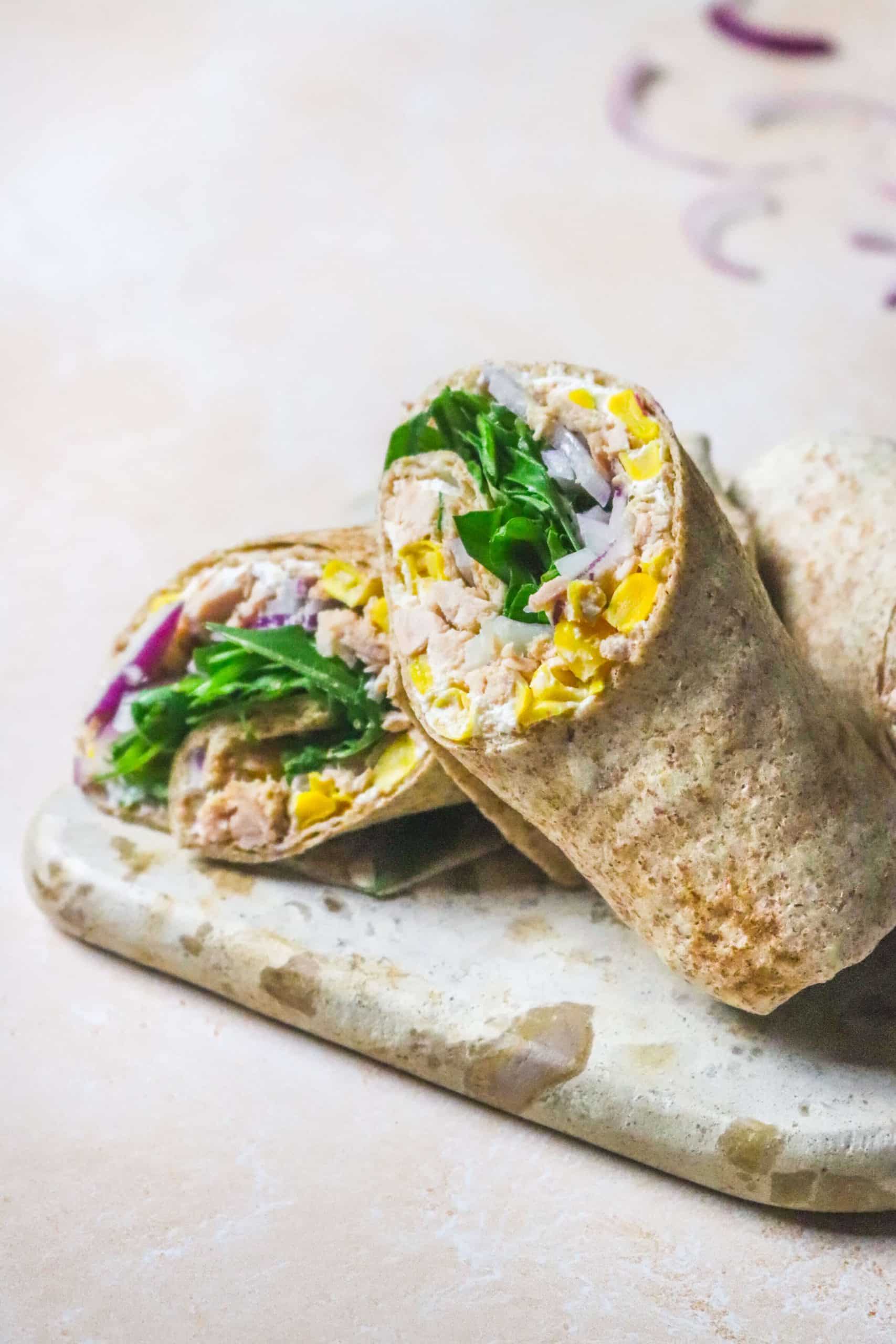 Wraps au thon, maïs et fromage frais