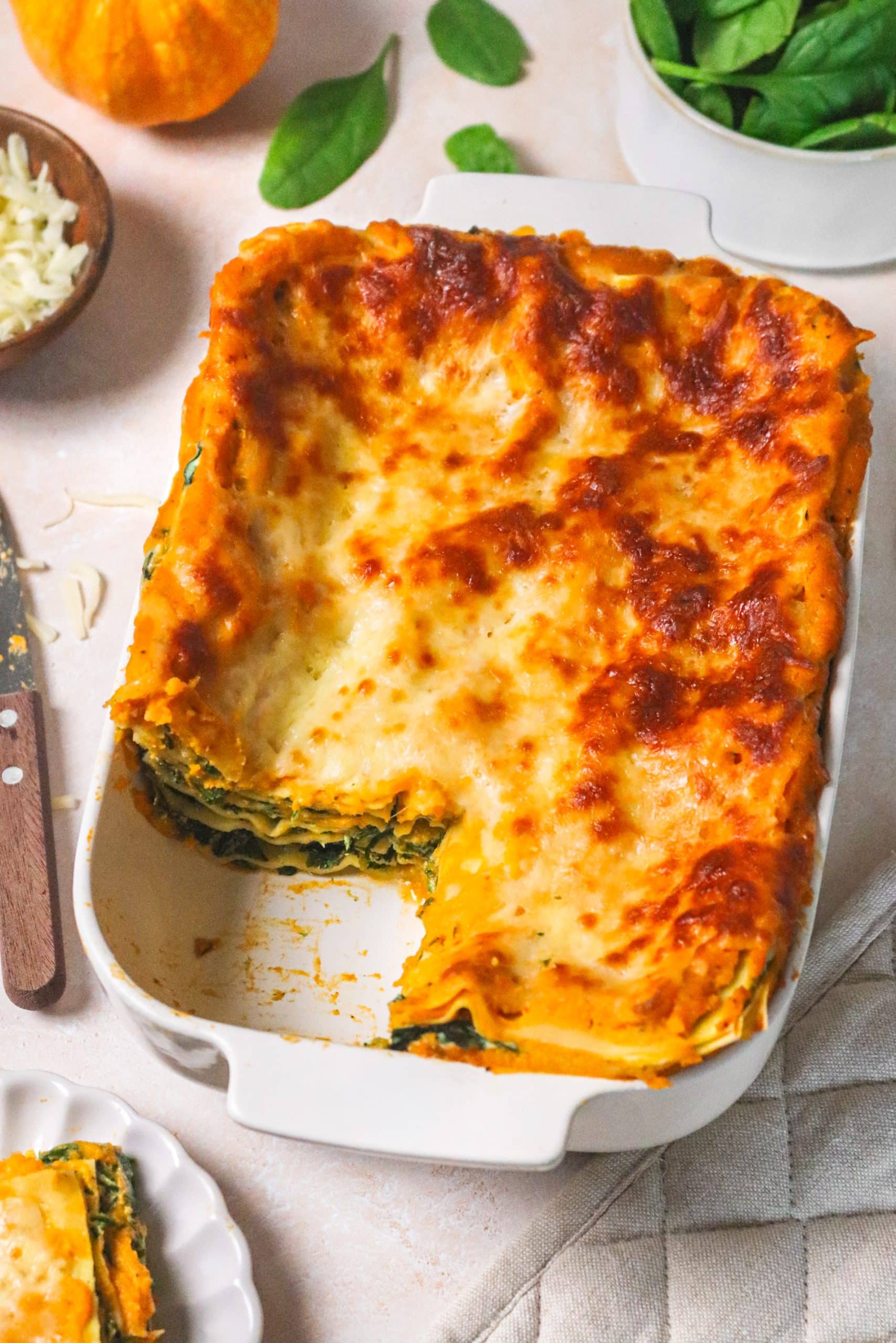 Lasagnes crémeuses au butternut, épinards et ricotta