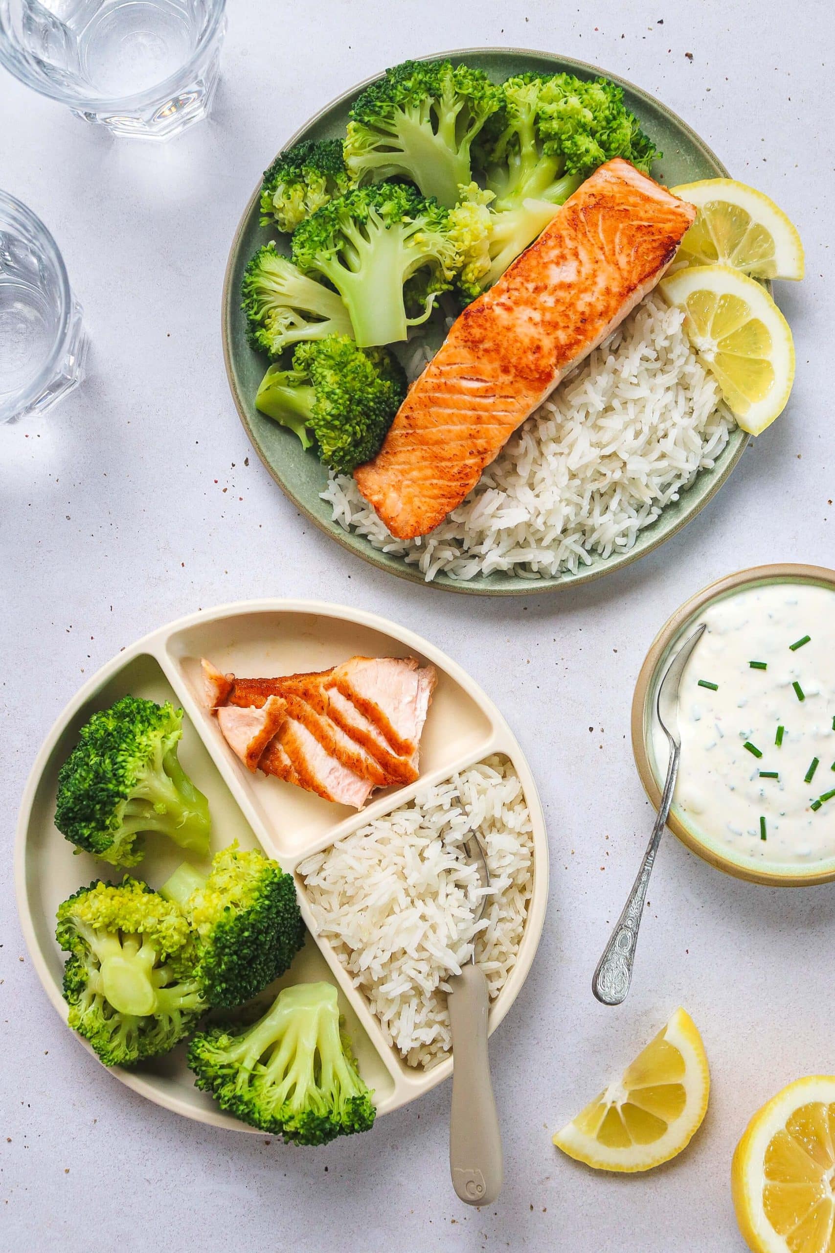 Saumon, riz et brocoli