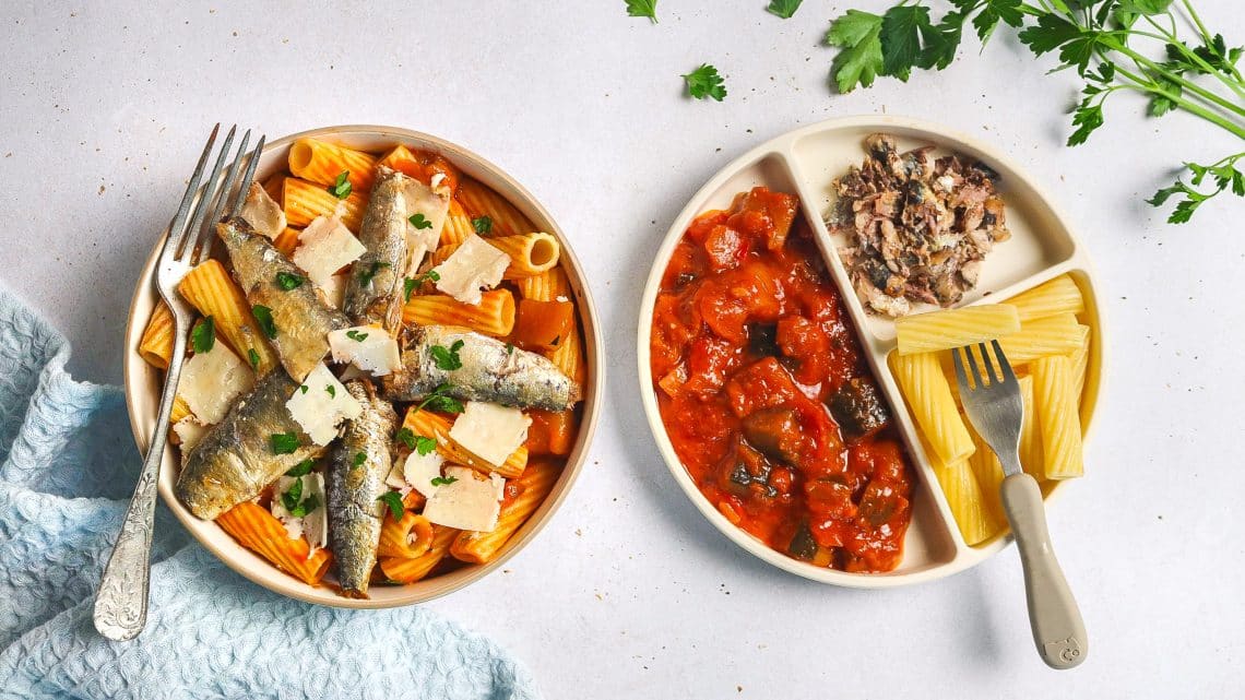 Pâtes, sardines et ratatouille H
