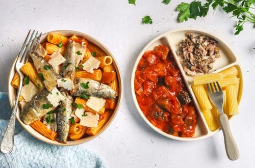 Pâtes, sardines et ratatouille H