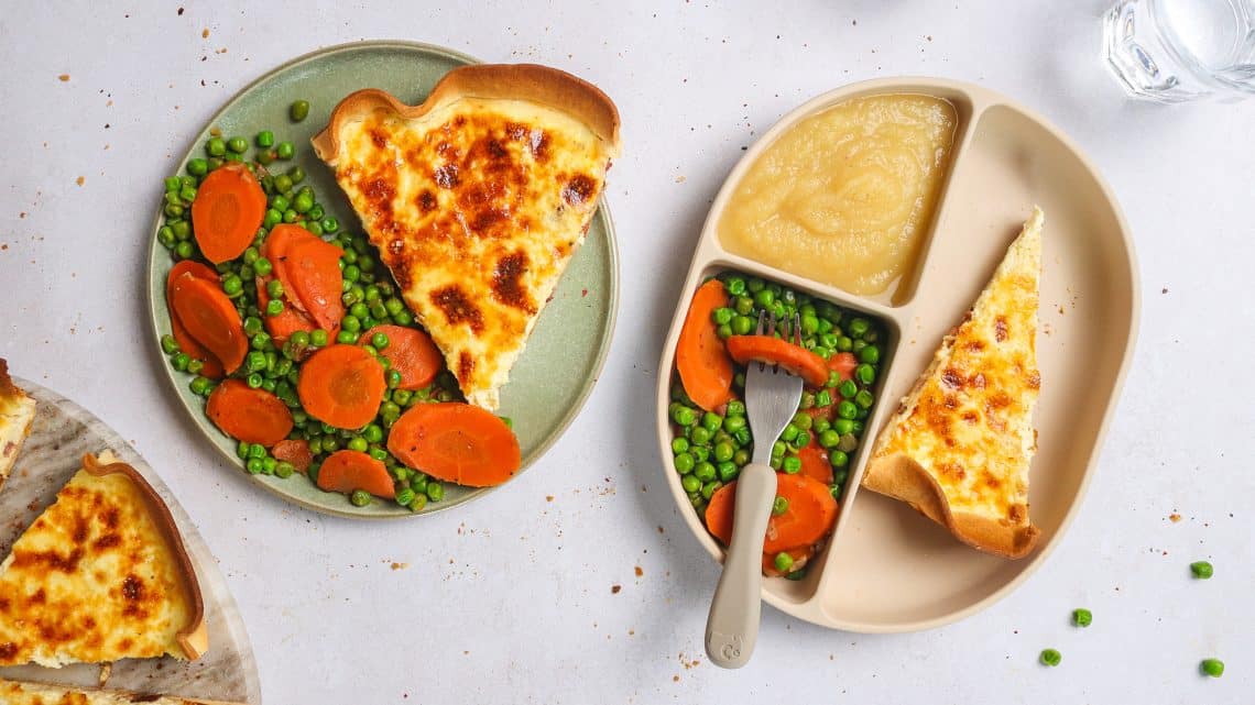 Quiche lorraine, petits pois carottes H