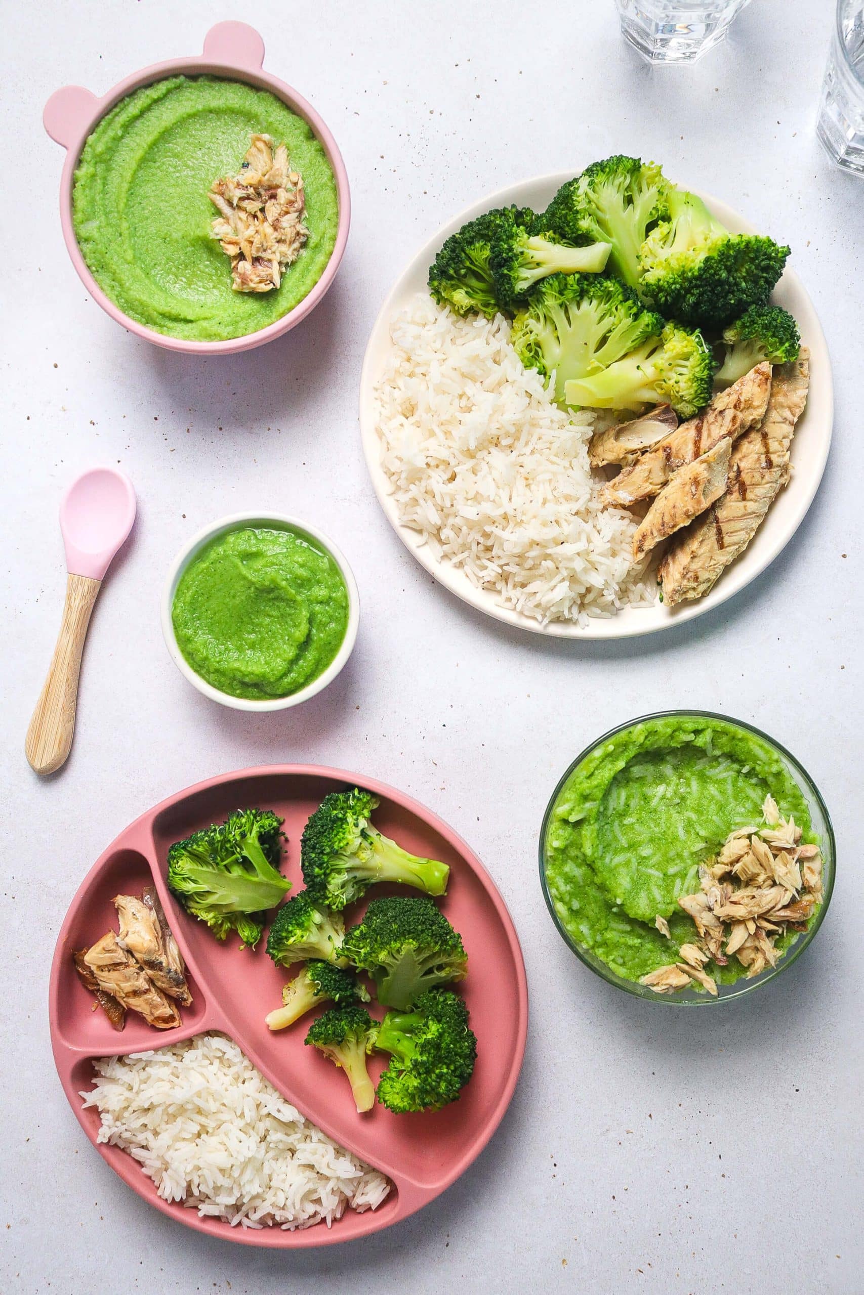 Riz, maquereaux et brocoli