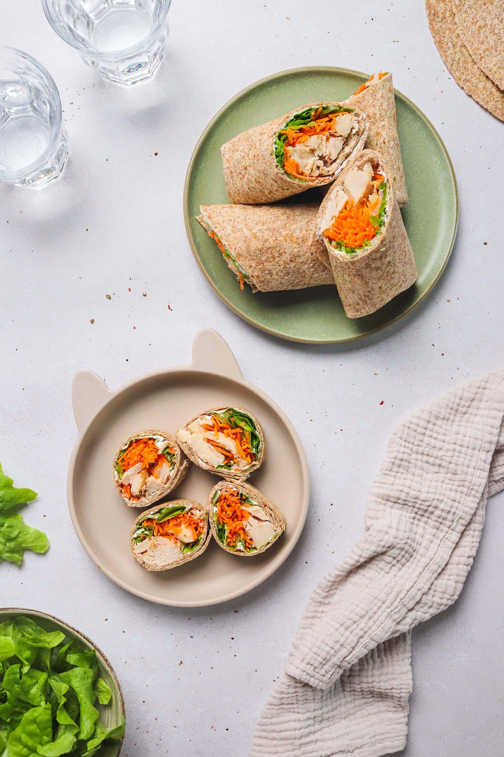 Wraps poulet crudités