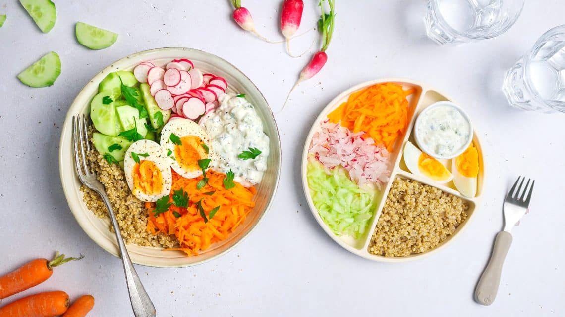 Bowl quinoa, légumes printaniers et tzatziki H