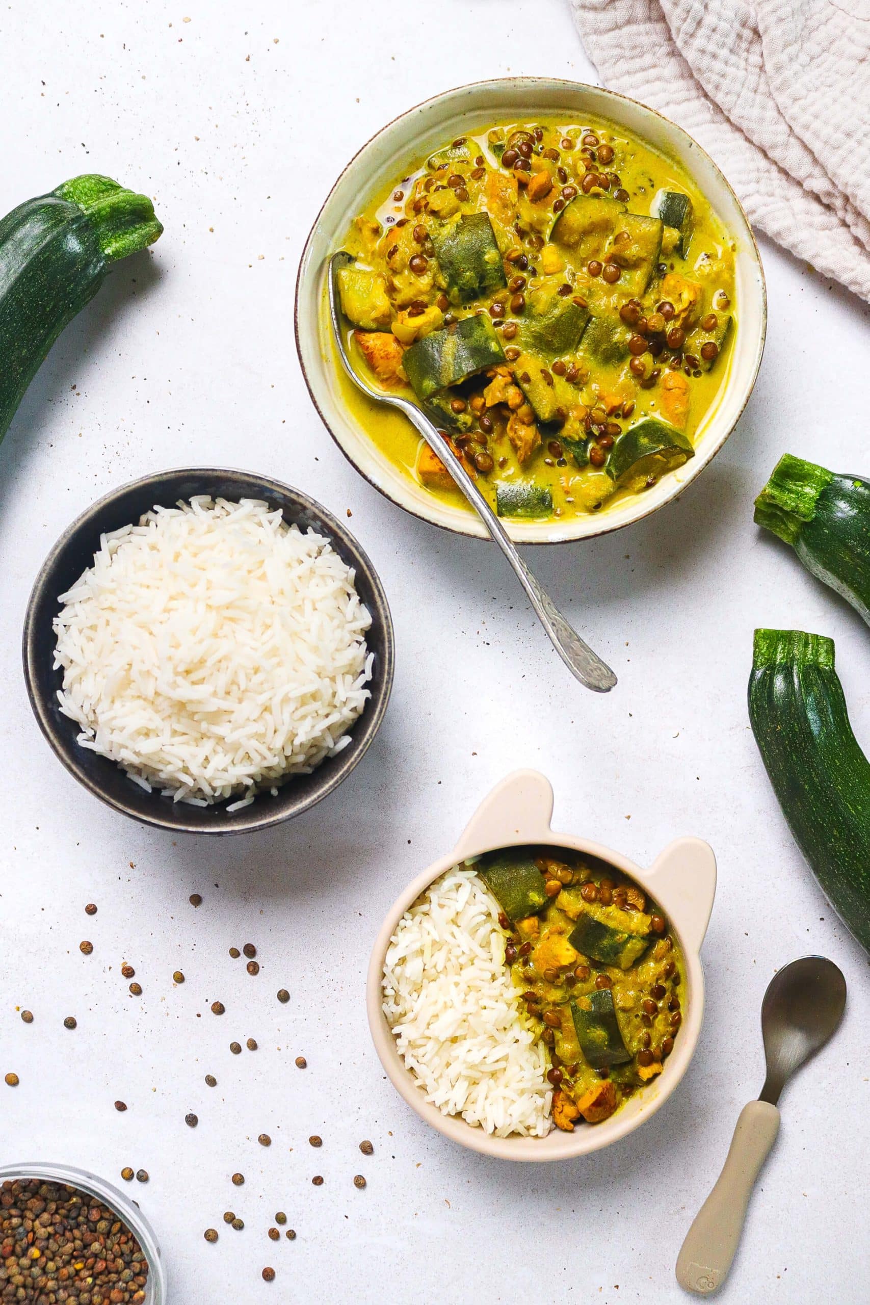 One pot curry de lentilles courgettes et poulet 