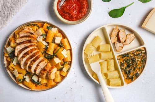 Pâtes et poulet à la crème de pesto rosso H