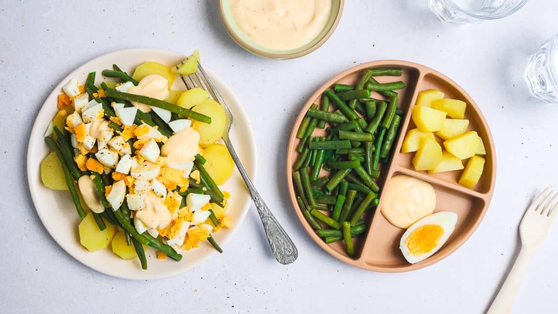 Salade de pommes de terre, haricots verts et mayonnaise à l’oeuf dur H