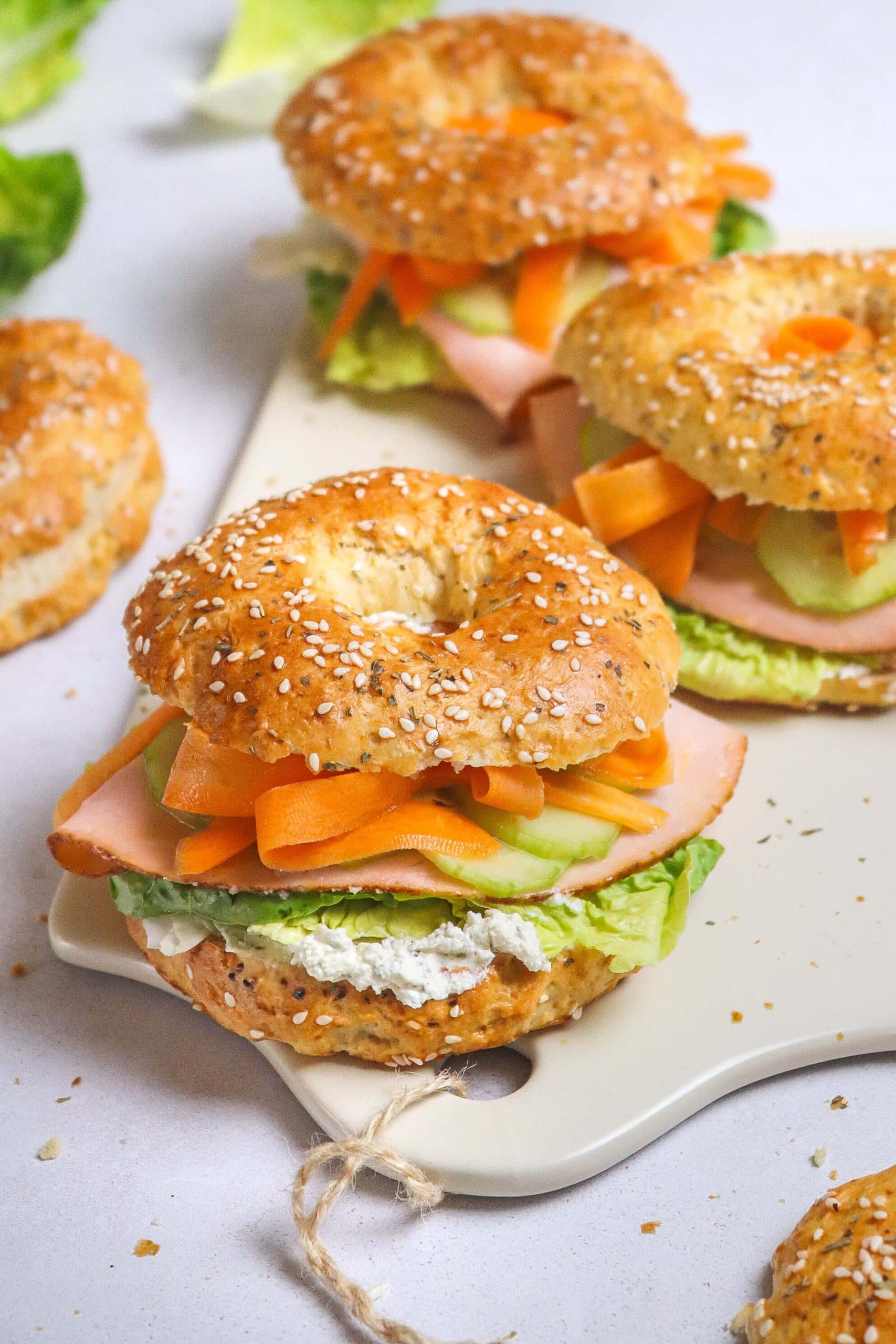 Bagels poulet crudités