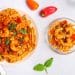 Pâtes tomates poivrons et crevettes grillées H