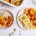Poisson blanc, pommes de terre et tomates cerises rôties (one pot au four) H