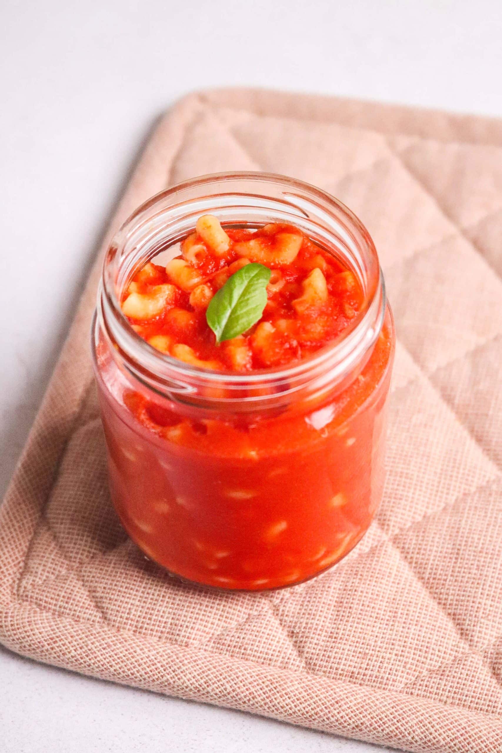 Purée façon salade de pâtes tomates, poivron et basilic
