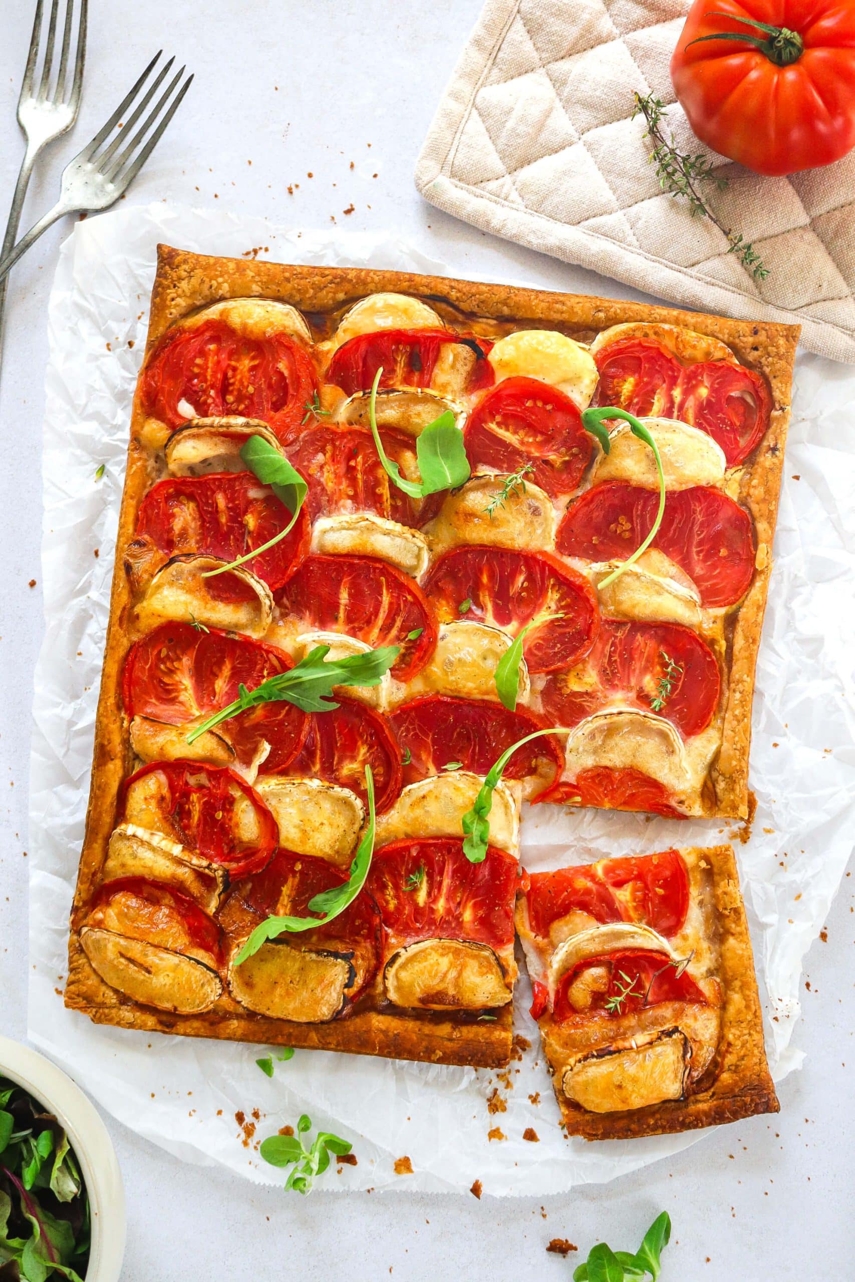 Tarte fine tomates chèvre