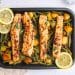 Saumon au four, pommes de terre et haricots verts H